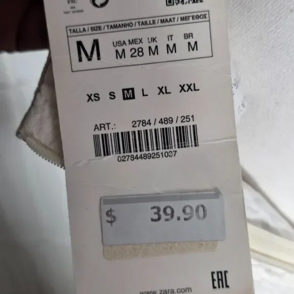 Zara NWT White Textured Draped Pareo Mini Skirt Striped Size M - Picture 7 of 7